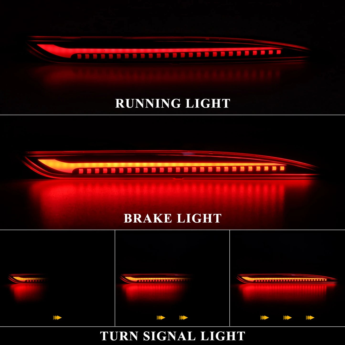 For Tesla Model 3 Model Y 2017 2018 2019 2020 2021 2022 Led Rear Bumper Reflector 3 Functions Brake Light Dynamic Turn Signal