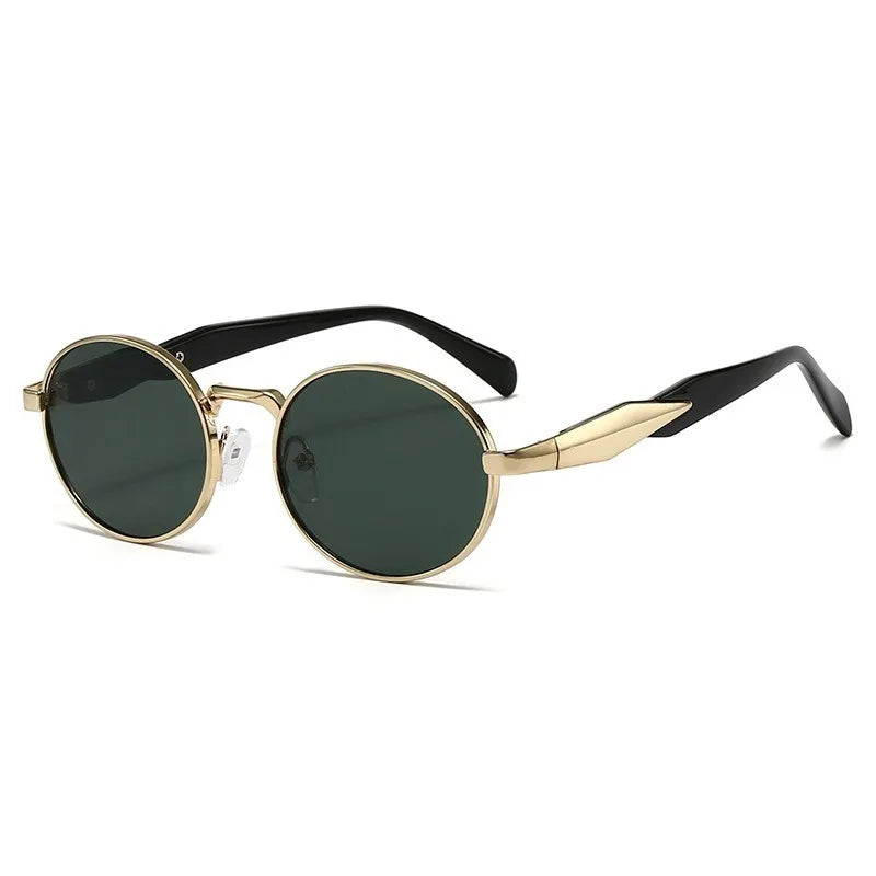 Retro Fashion Metal Round Frame Sunglasses Unisex Street Snap Slimming Large Face Women's Men's Popular Sun Glasses