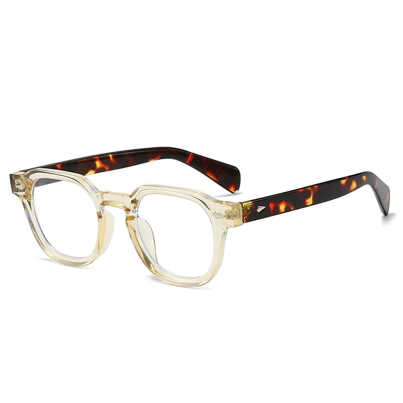 JNPCXI New Fashion Anti Blue Light Eyeglasses Frame Women Vintage Rivet Oval Women Men Luxury Leopard Prescription Glasses