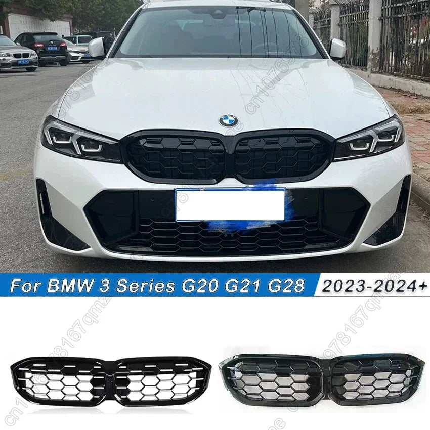 For BMW 3 Series G20 G21 2022-2025 330i 320d M340i Front Kidney Double Slat Diamond Grille Grill Center Grid Mesh Tuning Part