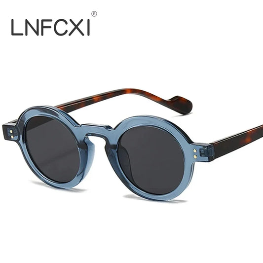 JNPCXI Retro Small Round Sunglasses Women Fashion Clear Ocean Lens Shades UV400 Men Rivets Trending Punk Sun Glasses