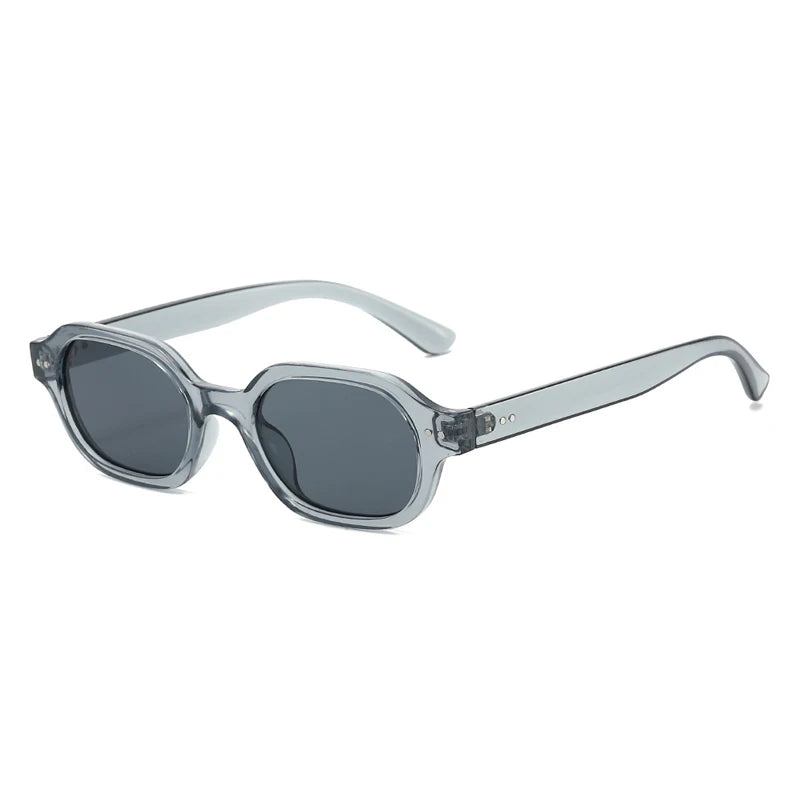 JNPCXI Vintage Rivets Square Sunglasses Women Fashion Clear Tea Tea Gradient Shades UV400 Men Trending Punk Sun Glasses