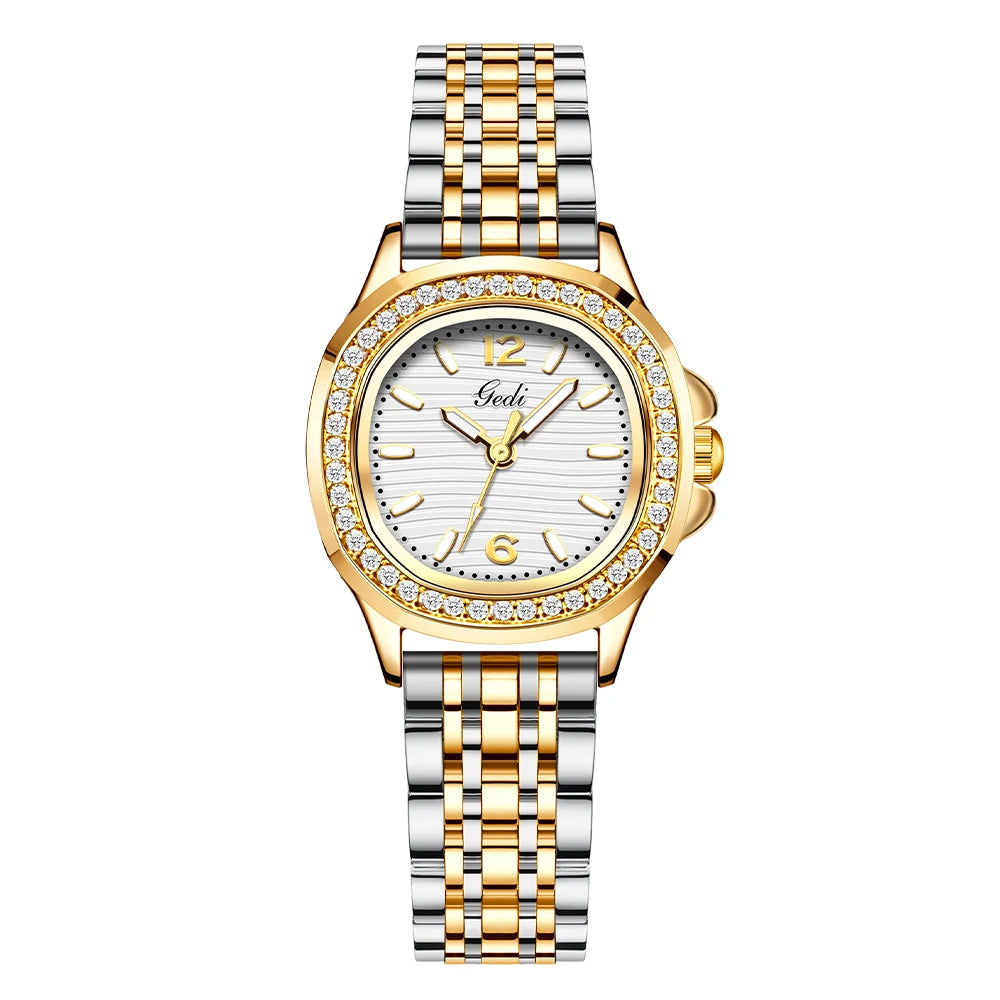 GEDI Diamond Watch Fashion Women Watches Luxury Elegant Waterproof Stainless Steel Quartz Ladies Wristwatch Gifts