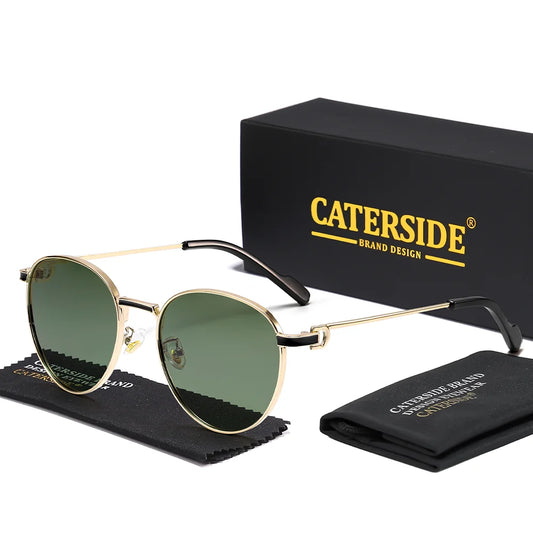 CATERSIDE Retro Circularly Polarized Sunglasses Men's and Women's Premium Metal Lightweight Frame Outdoor Driving Travel Glasses