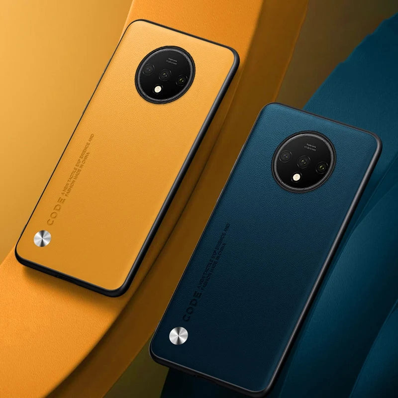 Luxury PU Leather Case For OnePlus 7T Back Cover Matte Silicone Protection Phone