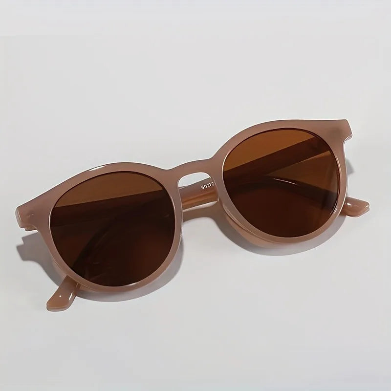 1pc Unisex Round Plastic Frame Glasses with Reflective Lenses Suitable for Hiking and Daily Wear - Decorative Glasses