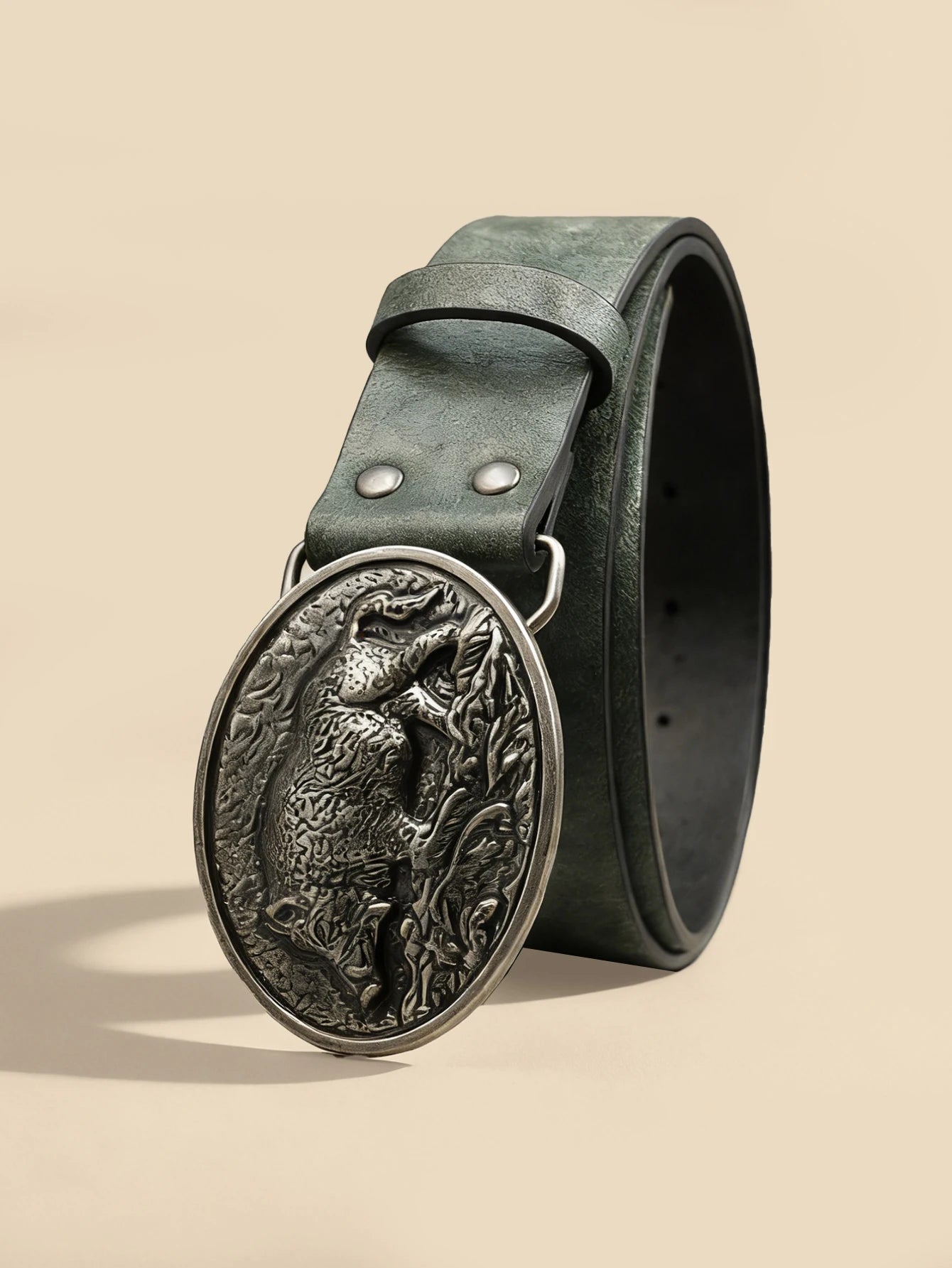 Vintage Western Embossed Belt Unisex Retro Distressed Adjustable Waist Strap for Jeans Dress