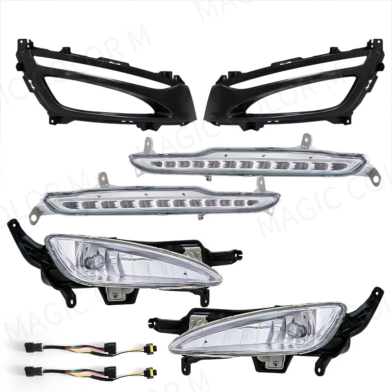 Fog Lamps DRL For KIA K5 Optima 2010 2011 2012 2013 Daytime Running Lights Auto Front Bumper Black Bezel Covers Car Accessories