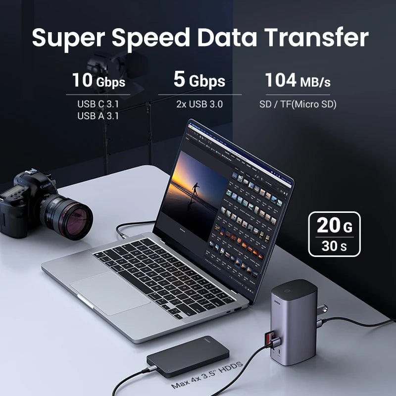 USB C Docking Station 12-in-1 Display Link 8K/4K 2HDMI DP Triple Display HUB