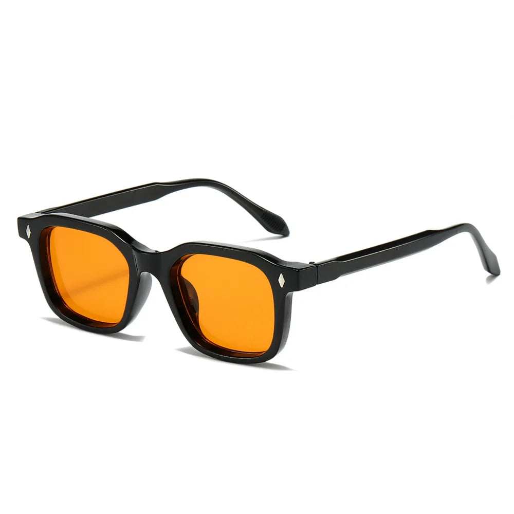 JNPCXI Square Women Fashion Sunglasses Shades UV400 Retro Rivets Clear Gradient Men Trending Sun Glasses