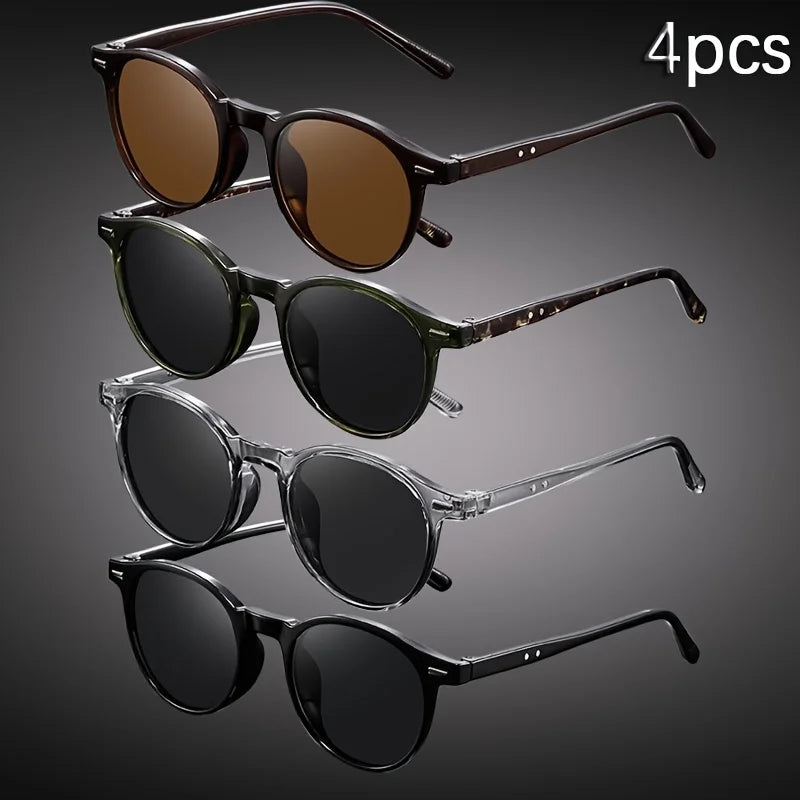 4-pack Small Frame Round Simple Business Fashionable Men's and Women's Glasses Suitable for Birthday Gifts and Photography Props