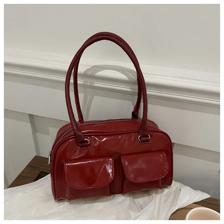 Vintage Ladies Commute Tote Business Shoulder Bag Pu Leather Female Underarm Bag