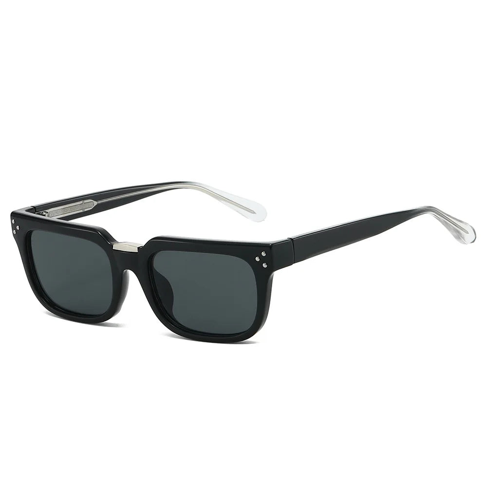 JNPCXI New Luxury Vintage Square Men Sunglasses Rivets Driving Polarized Shades Fashion Gradient Eyewear Trendy Sun Glasses