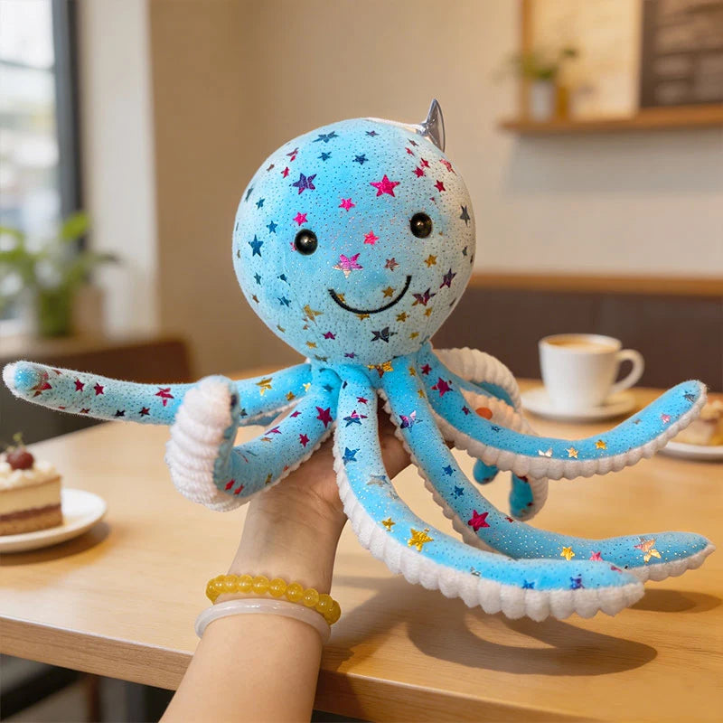 30cm Stars Octopus Plush Toy Stuffed Aquatic Cartoon Animal Doll Smiling Face Plushie Appeasing   Birthday Gift