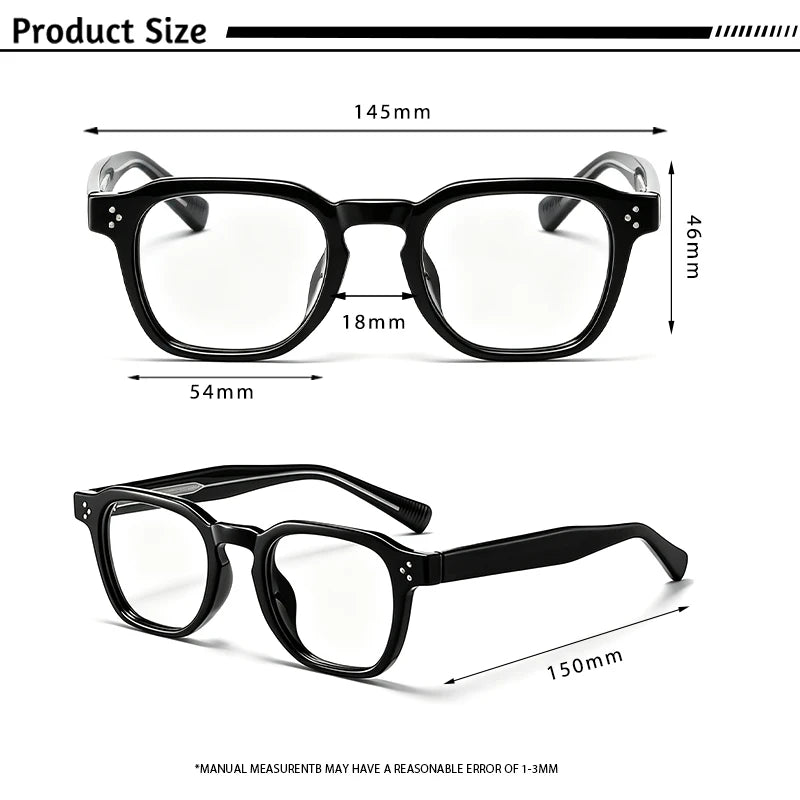 CATERSIDE Classic Men's and Women's Anti Blue Light Glasses High-Quality Tr-90 Square Eyeglass Frame Computer Protective Glasses
