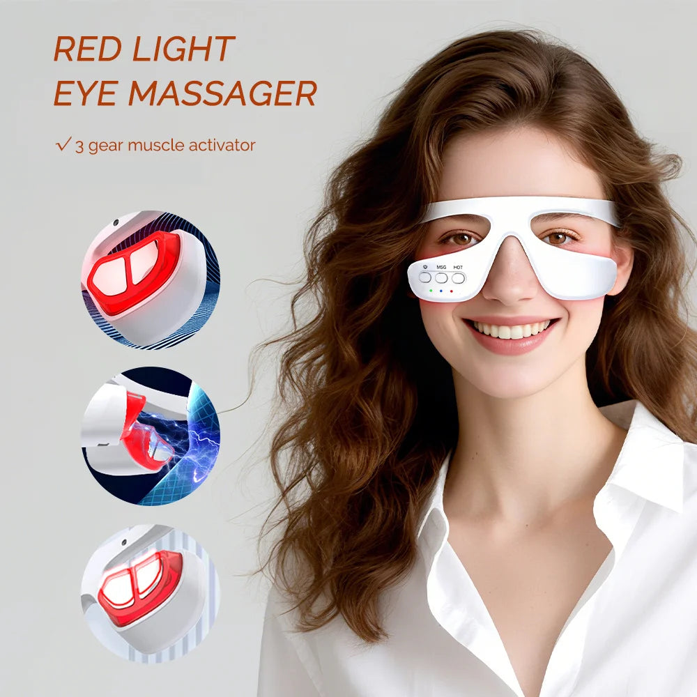 Electric Eye Massager Red Light Relieves Eye Fatigue Eyes Massage Glasses Eye Glasses Massager Dark Circles Remover