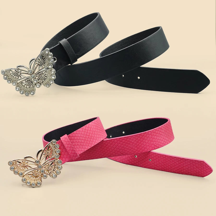 New Retro Metal Hollow Out Fashionable Butterfly Decoration Belt, Versatile Belt for Spicy Girls, Classic Decoration Belt