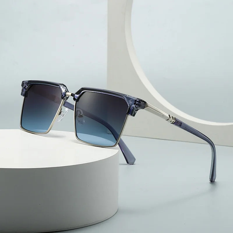 JNPCXI Square Women Fashion Sunglasses Gradient Men Vintage Blue Sun Glasses Shades UV400
