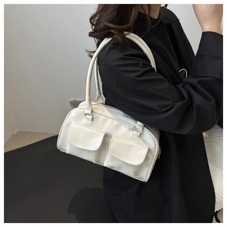 Vintage Ladies Commute Tote Business Shoulder Bag Pu Leather Female Underarm Bag