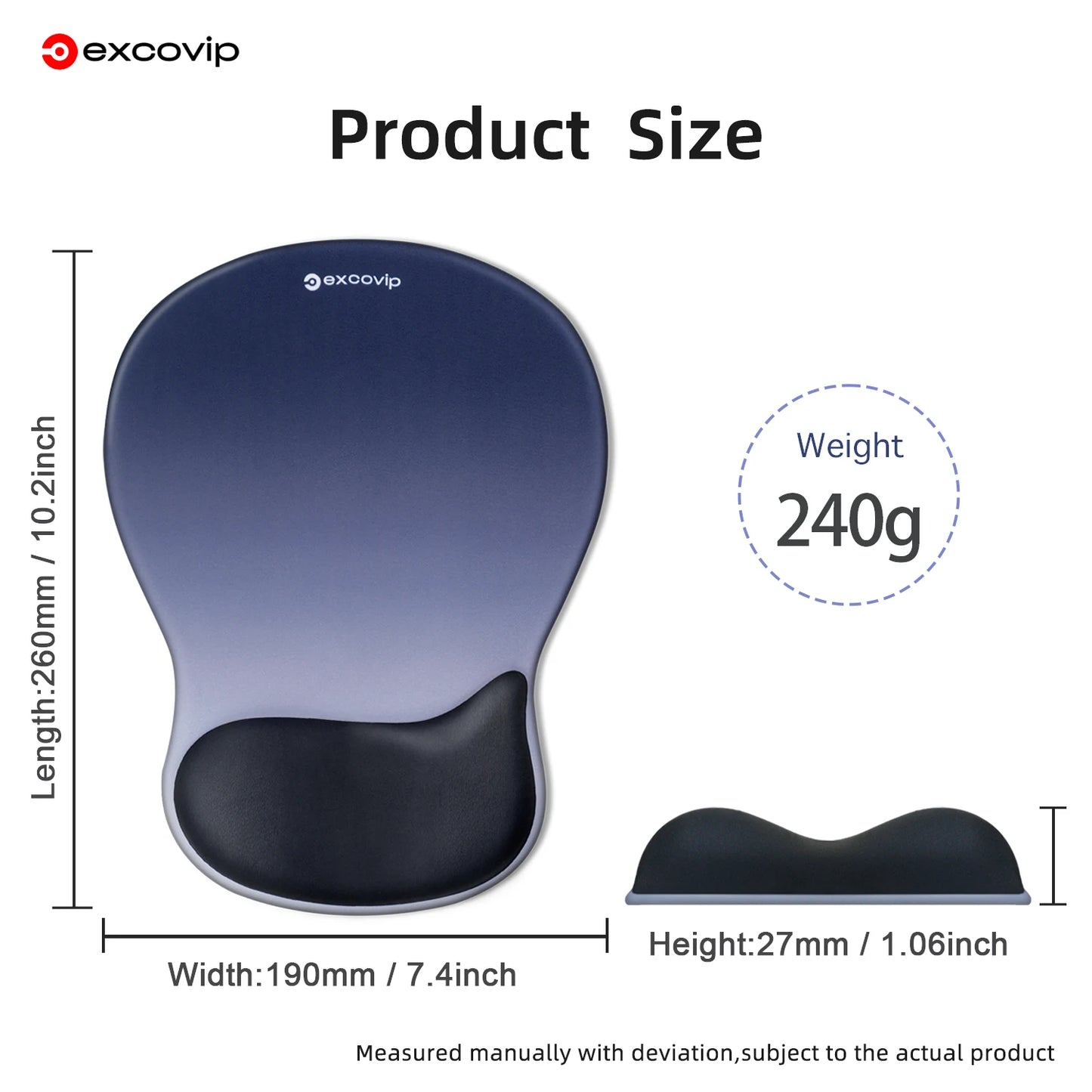 EXCO Ergonomic Mouse Pad Large with Silicone Wrist Rest Non-Slip PU Base for Pain Relief Computer Office Desk Laptop Home