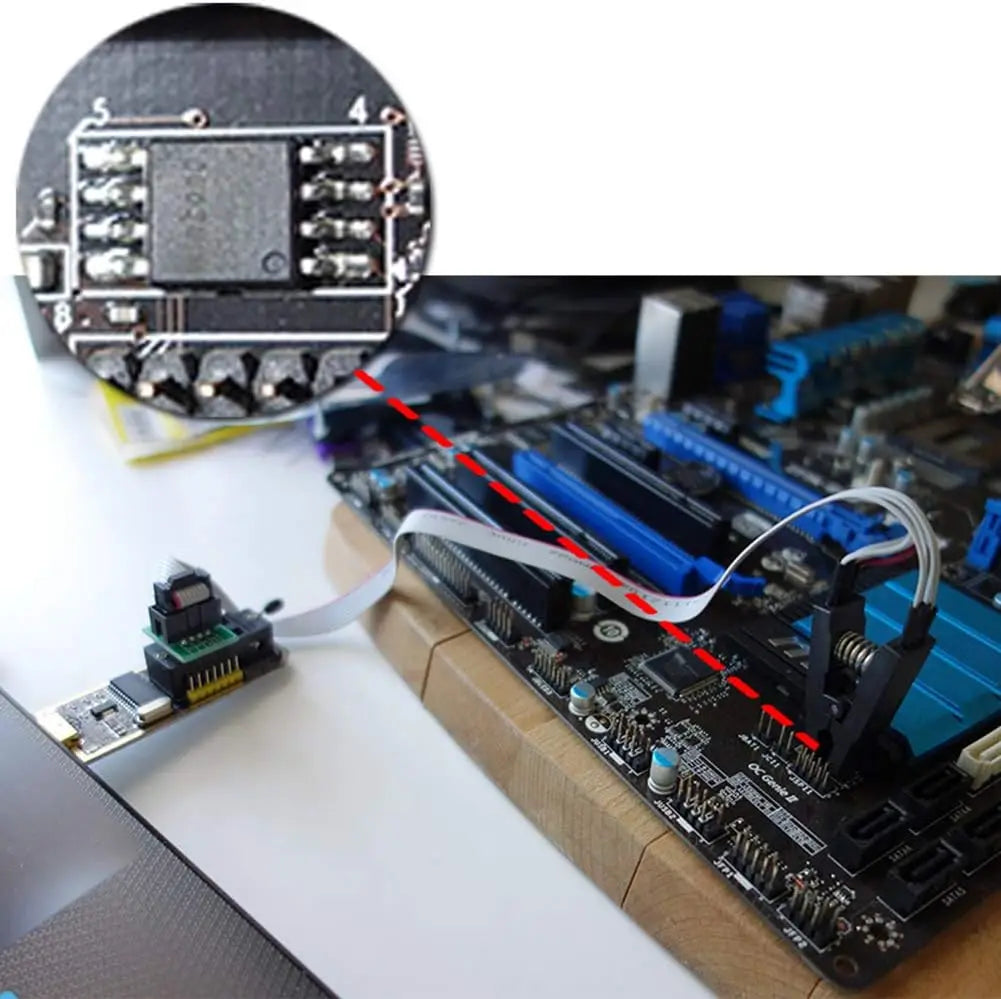 SOIC8 SOP8 Double Clip+ USB Flash Chip IC Test Clips Socket Adpter Programmer BIOS + CH341A 24 25 Series for EEPROM Flash BIOS