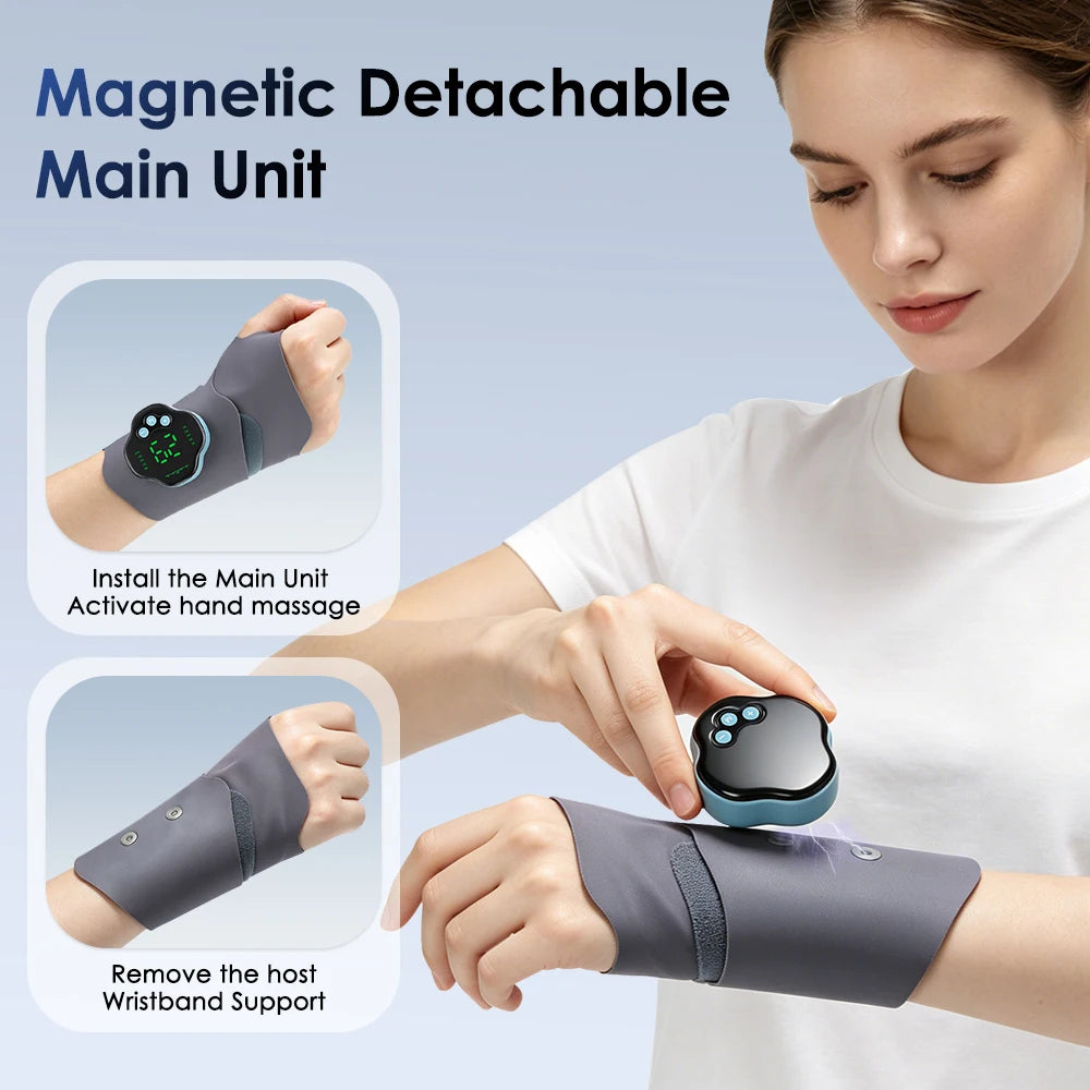 EMS Electric Wrist Hand Massager Rechargeable Vibration Massage Wrist Support Protect Strap for Carpal Tunnel Fatigue Relief