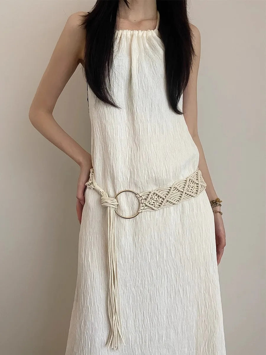 Bohemian Braided Folk Wind Waist Rope, 2024 New Style With Dress, Belt And Chain