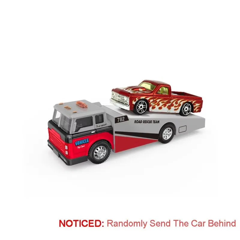1:64 Container Trailer Alloy Diecast Model Toys Car Tailgate Can Be Lowered Pull Back Miniature Vehices Children's Surprise Gift