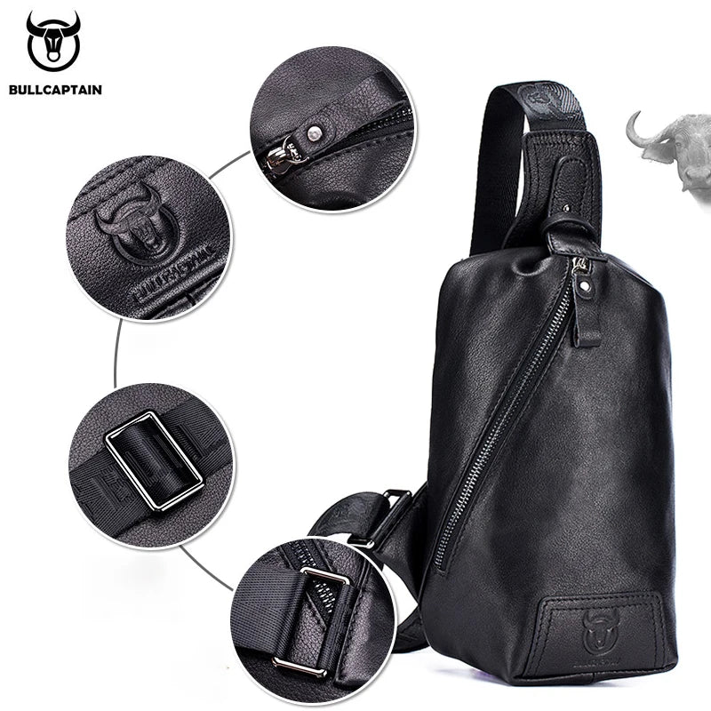 BULLCAPTAIN Chest Bag For Men Male Crossbody Bages Summer Short-Distance Chest Bag's Leather Bags Casual Business Chest Pack