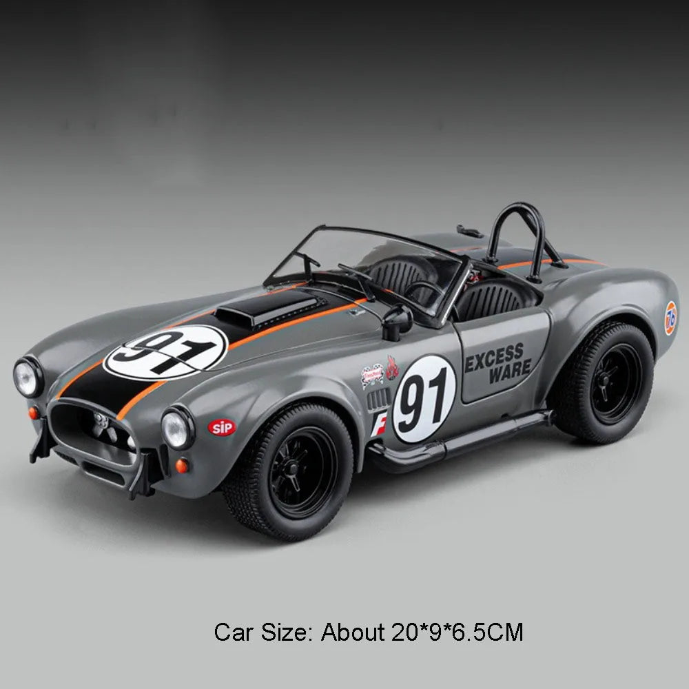 1:22 Shelby Cobra Alloy Diecast Sports Car Model Toys Four Wheel Suspension Sound Light Pull Back Miniature Vehice Birthday Gift