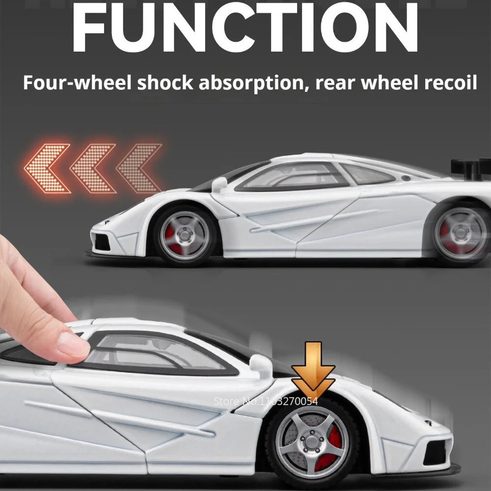 1:24 F1-LM LP500S Alloy Sporscar Model Diecast Toy Doors Opened Sound Light Pull Back Front-wheel Steering Car Children Day Gift