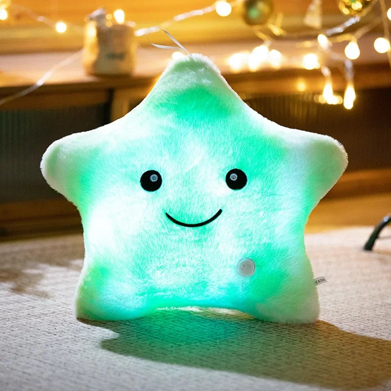Tie-Dye Rabbit Fur luminous Star Plush Toys Cartoon Lovely Colouful Shiny Star Stuffed Dolls Soft Homedecor Sleeping Pillow