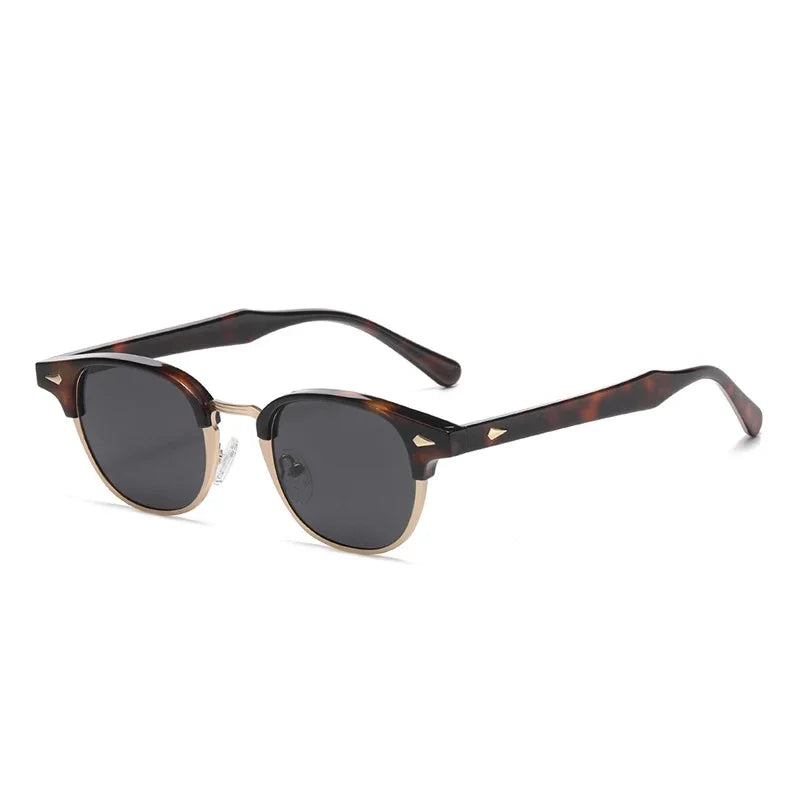 JNPCXI New Retro Classic Semi-Metal Oval Women Sunglasses Fashion Punk Men Rivets Shades UV400 Sun Glasses