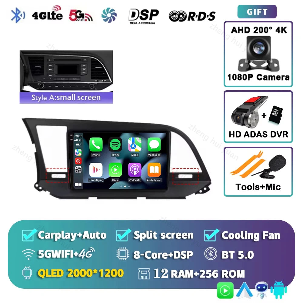 Android 16 Car Radio For Hyundai Elantra 6 2015 2016 2017 2018 Qualcomm Multimidia Video Player GPS Navigaion Split Screen DPS