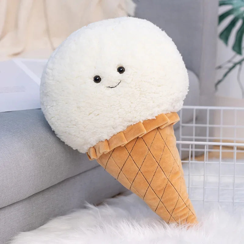 Cute Cartoon Ice cream Plush Toy Stuffed Food Snack Pillow Cushion Cone Kids Toys Kawaii Room Decor Birthday Gift for Kids