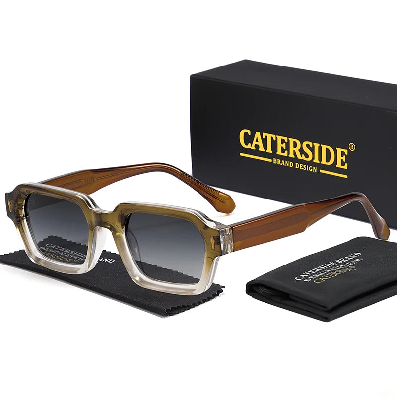 CATERSIDE Fashion Men's Polarized Sunglasses High-Quality Temple Tips Square Sun Glasses Women's Outdoor Party Glasses UV400
