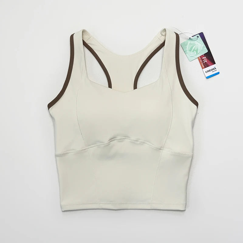 Women's fitness yoga sleeveless vest, elastic fitness yoga, running, dancing, crop top, bra