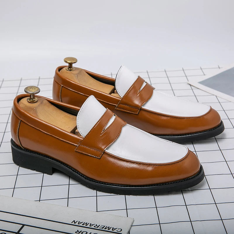 Classic Formal Shoes Man Casual Brogue Loafers Men High Quality Social Leather Shoes Slip On Business Dress Man Leather Shoes