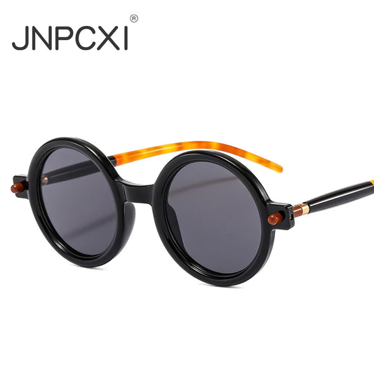 JNPCXI Retro Sunglasses Round Blue Light Glasses Men Vintage Eyeglasses Eyewear Women Trending Rivets Sun Glasses