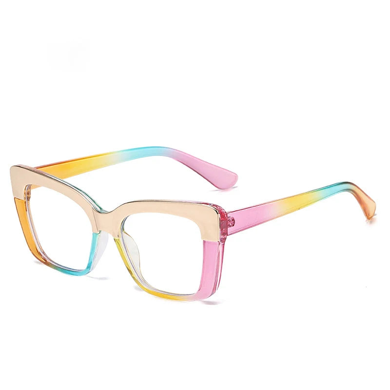JNPCXI Square Colorful Women Glasses Frame Fashion Polygon Clear Anti Blue Light Eyewear Men Optical Rainbow Frame