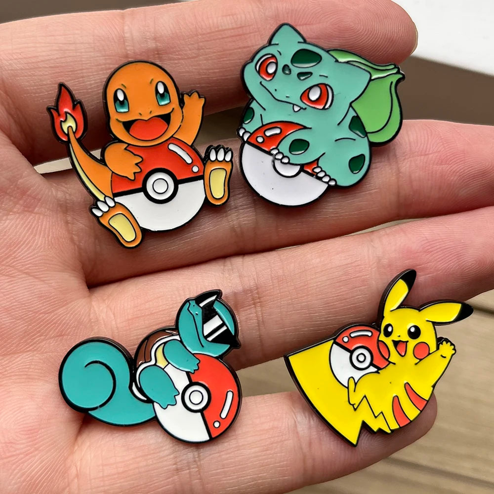 8pcs Pokemon Enamel Pins Set Cute Pikachu Brooches Cartoon Anime Series Lovely Collectible Badges for Fans Birthday Gifts