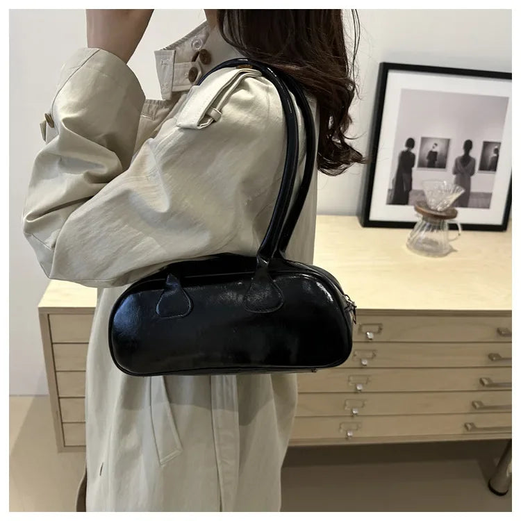 Advanced Sense Retro Pu Zipper Ladies Shoulder Bags Light Luxury Bags for Women