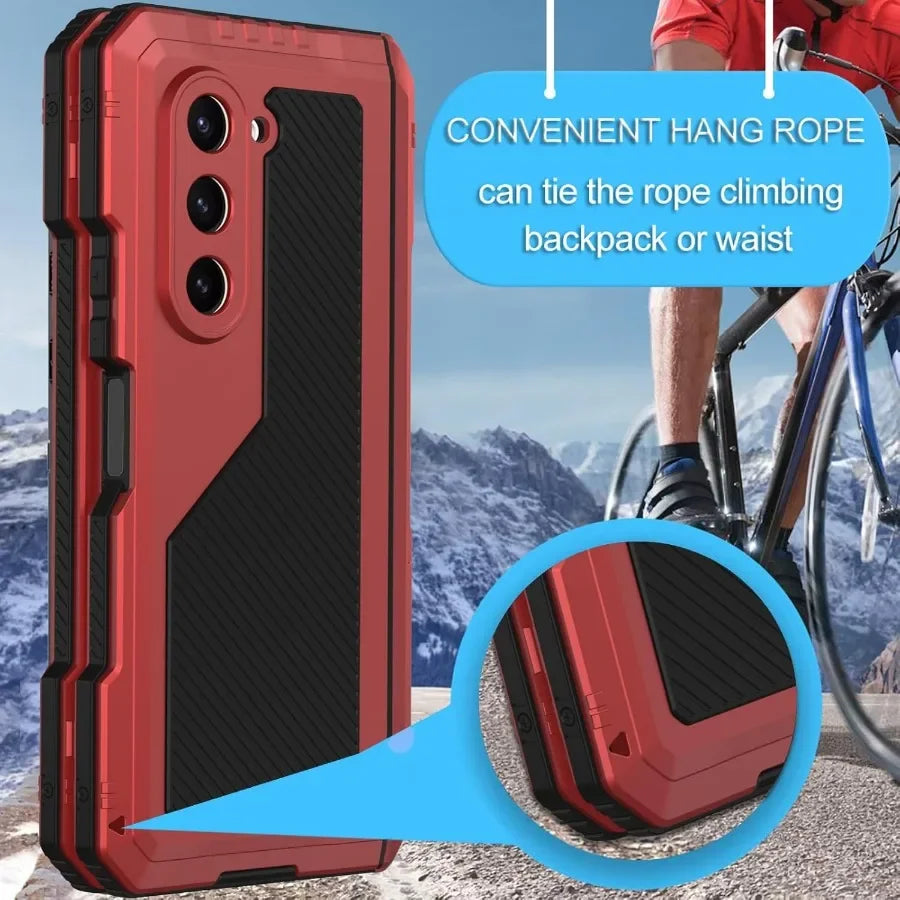 3 Layers Heavy Duty Metal Phone Case For Samsung Z Fold 6 5 4 Shockproof Alumin