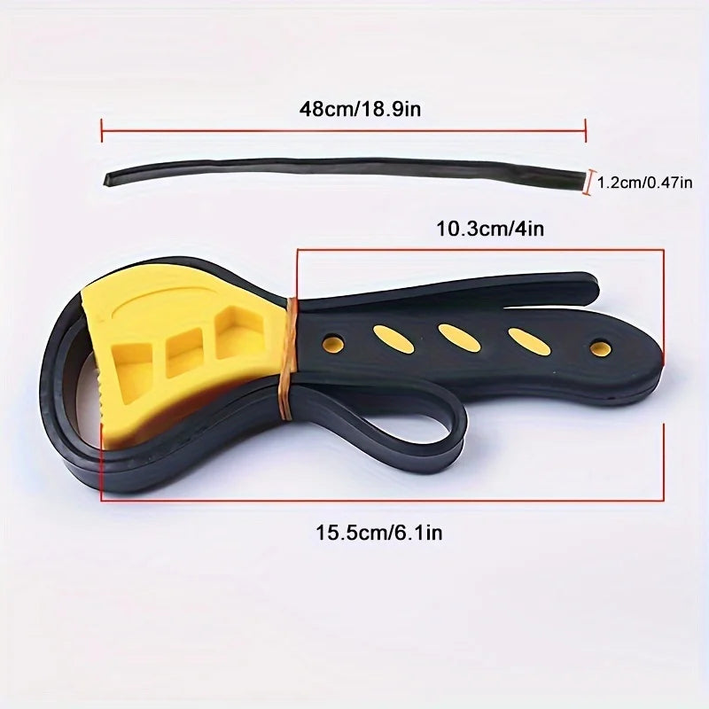 6inch Belt Wrench Oil Filter Puller Strap Spanner Chain Wrench Strap Opener, Adjustable Disassembly Tool