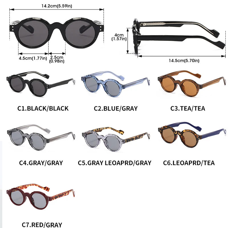 JNPCXI New TR90 Polygon Round Men Sunglasses Retro Rivets Women Gray Shades UV400 Sun Glasses