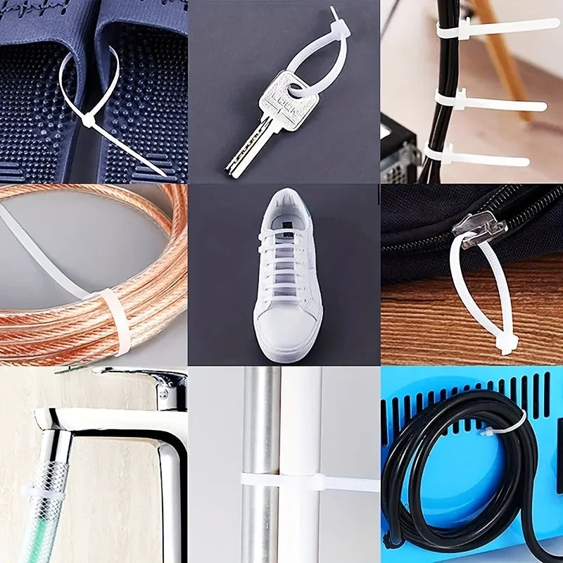100Pcs Nylon Cable Ties Self-locking Cord Ties Straps Adjustable Cables Fastening Loop Home Office Wire Zip Ties Wholesale