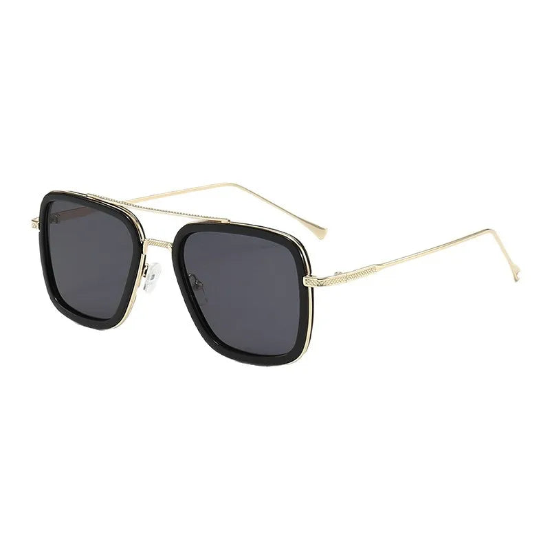 Explosive Double Beam Metal Sunglasses European and American Fashion Box Sunglasses Unisex Trendy Driving Sunshades