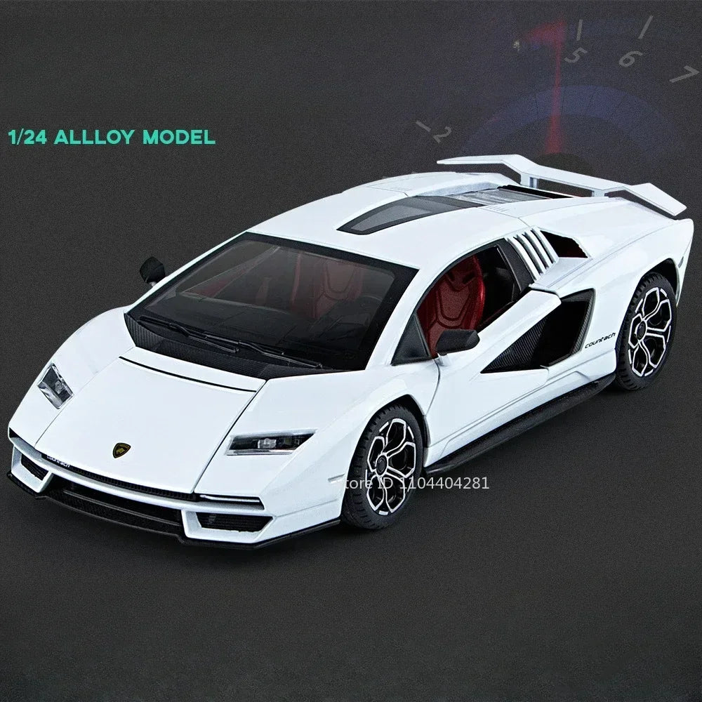1/24 AVENTEDOR SVJ63 Countach Sports Car Alloy Model Toys Diecasts & Toy Vehicles Sound and Light Collection for Kids Boys Gifts