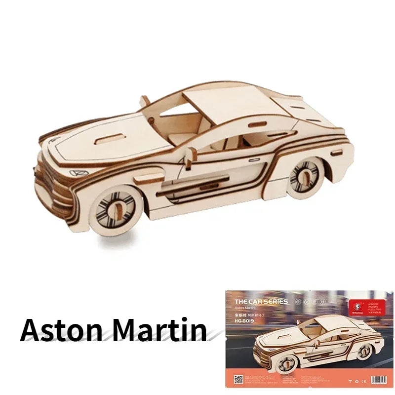 3D Wooden Puzzle Vehicle Series Building Model Handmade Bus Truck Motorcycle Wooden Themed DIY Educational SimulationToys