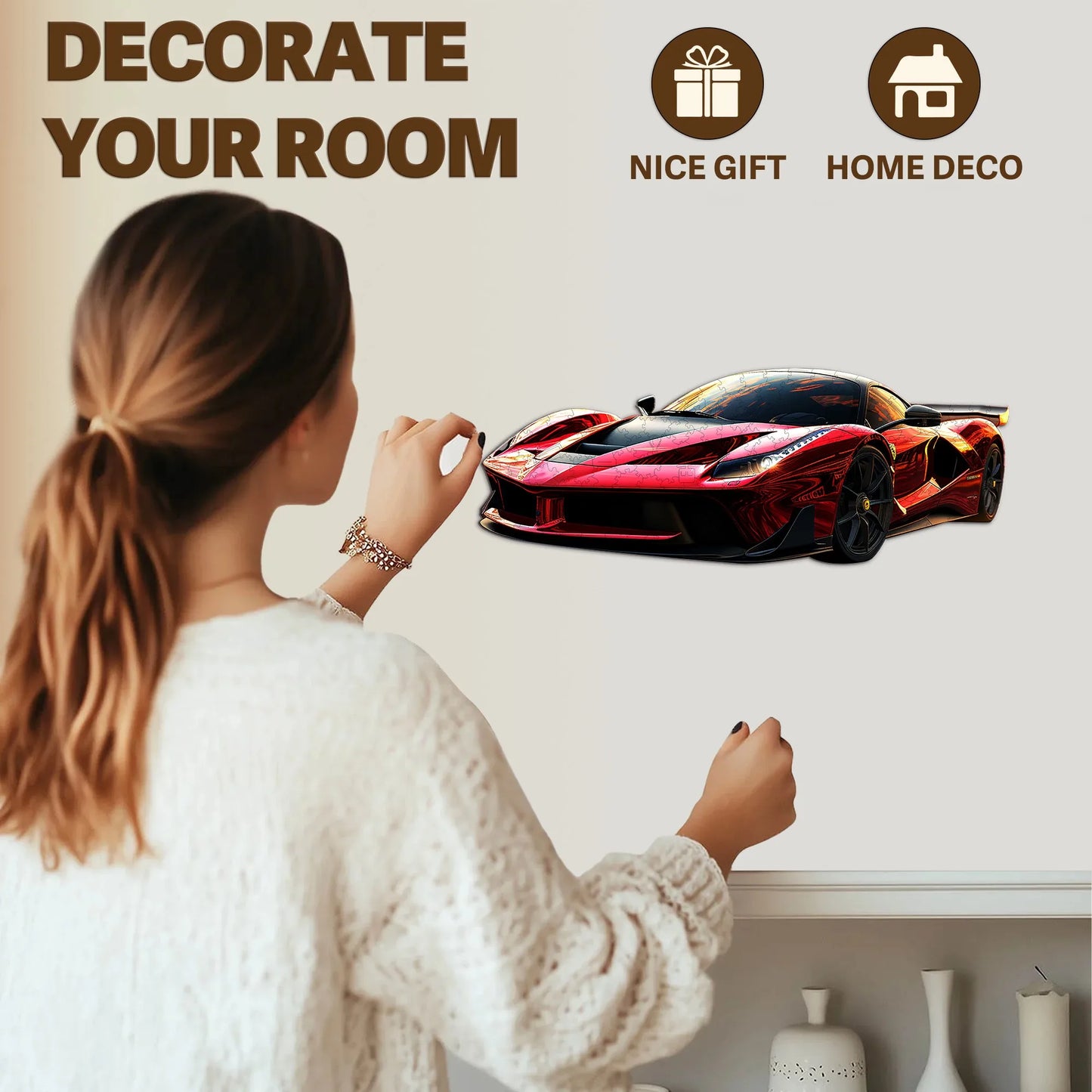 Cool Car Wooden Jigsaw Puzzle - Christmas And Halloween Gift - Home Decorative Painting - Toy Suitable For 3 Years Old And Above